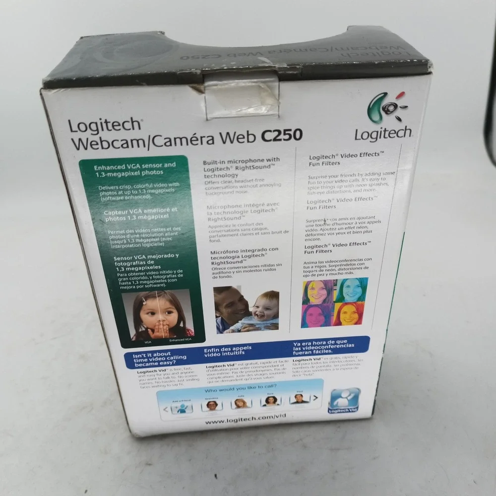 Logitech C250 Webcam 960-000655 Built-in Mic RightSound USB Video Camera a10